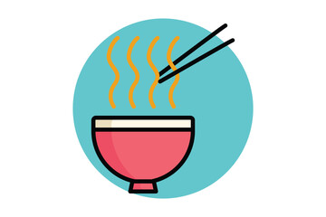 Ramen icon. colored outline icon style. icon related to meal. meal elements vector illustration