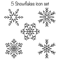 Obraz premium 5 snowflakes icon set