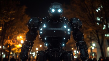 Fototapeta premium Sleek Humanoid Robot with Surveillance Gadgets