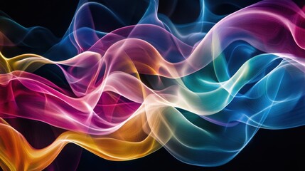 Fototapeta premium A dynamic visualization of multicolored abstract lines forming a vibrant, interconnected web on a neutral background