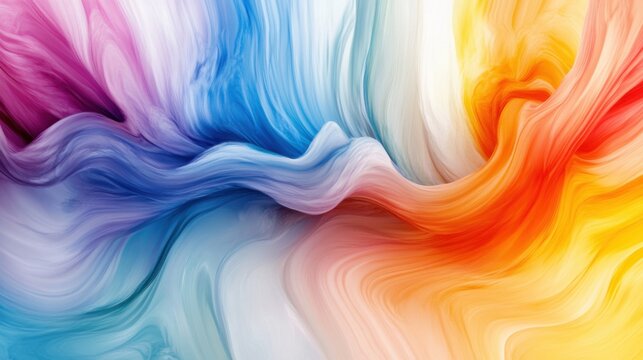 A dynamic wave of overlapping colors flowing from a central point, each color representing different identities and experiences, Representing the harmonious blend of diverse perspectives