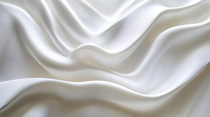 Obraz premium Abstract flowing white waves with subtle shadows, adding dimension to an all-white background