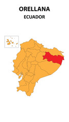 Orellana Map is highlighted on the Ecuador map with detailed state and region outlines.