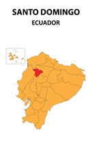 Obraz premium Santo Domingo Map is highlighted on the Ecuador map with detailed state and region outlines.