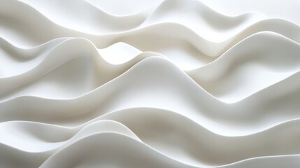 Obraz premium Abstract flowing white waves with subtle shadows, adding dimension to an all-white background
