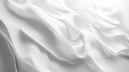 Obraz premium Abstract flowing white waves with subtle shadows, adding dimension to an all-white background