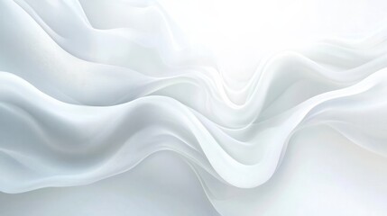 Obraz premium Abstract flowing white waves with subtle shadows, adding dimension to an all-white background