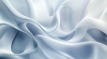 Obraz premium Abstract flowing white waves with subtle shadows, adding dimension to an all-white background