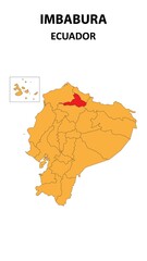Obraz premium Imbabura Map is highlighted on the Ecuador map with detailed state and region outlines.