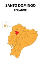 Fototapeta premium Santo Domingo Map is highlighted on the Ecuador map with detailed state and region outlines.