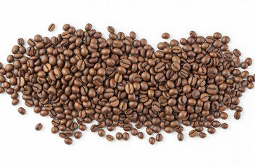 Coffee beans arranged in a heart shape on a white background, symbolizing love for coffee and passion. Generative AI