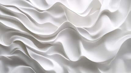 Fototapeta premium Abstract layers of white waves with subtle curves, creating depth and movement on a white background