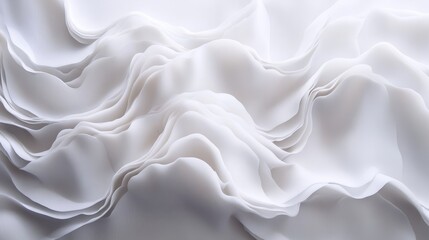 Obraz premium Abstract layers of white waves with subtle curves, creating depth and movement on a white background