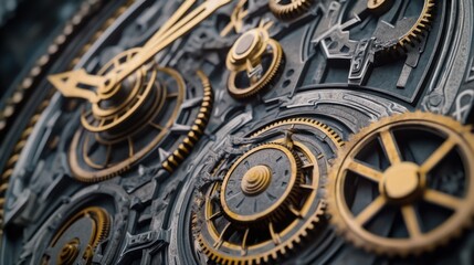 Obraz premium A large, intricate clock with gears and dials decorated with cultural symbols, Signifying the harmonious timing and synchronization of diverse cultures