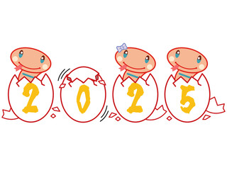 かわいい小ヘビの西暦2025年素材