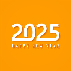 Modern Happy New year 2025 creative text design on yellow background. - Vector.