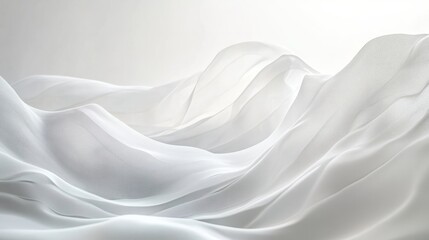 Obraz premium Abstract white waves softly overlapping, creating depth on a clean white background