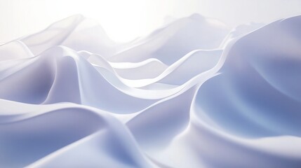 Abstract white waves softly overlapping, creating depth on a clean white background