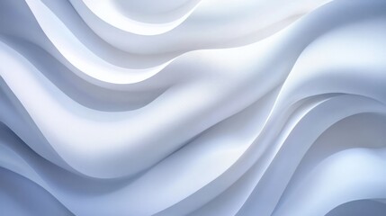 Abstract white waves softly overlapping, creating depth on a clean white background