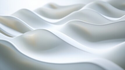 Abstract white waves softly overlapping, creating depth on a clean white background