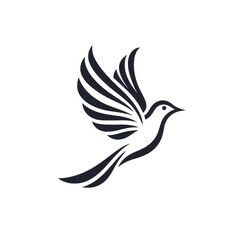 Obraz premium A minimalist bird logo with an elegant design featuring black and white lines in a monochrome style. 