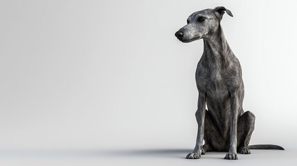 Elegant grey dog in a minimalist setting.