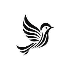 Fototapeta premium A minimalist bird logo with an elegant design featuring black and white lines in a monochrome style. 