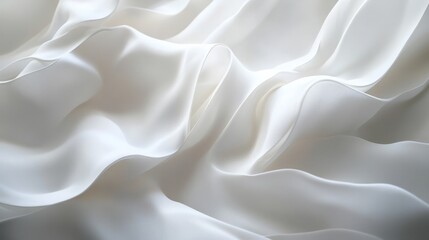 Abstract white waves softly overlapping, creating depth on a clean white background