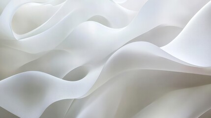 Obraz premium Abstract white waves softly overlapping, creating depth on a clean white background