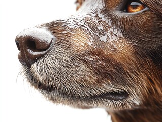 Close-up of a dog's expressive face and fur.