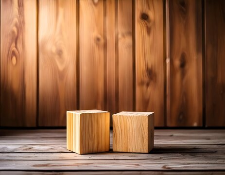 Two wooden boxes on wooden background