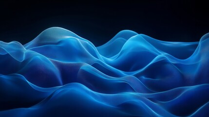 Obraz premium An abstract 3D environment with fluid shapes resembling rippling fabric, softly lit from beneath, creating dynamic, flowing patterns