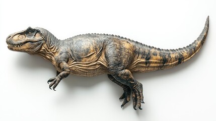 Obraz premium A realistic dinosaur model, specifically a Tyrannosaurus rex, posed for display.
