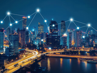 Obraz premium connected digital network, digital Global connection, local and international connections, business, strands of activity, corporate, conceptual photo, high resolution