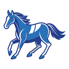 A running horse in blueprint style centered with padding