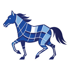 A running horse in blueprint style centered with padding