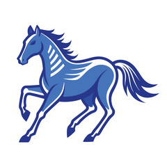 A running horse in blueprint style centered with padding