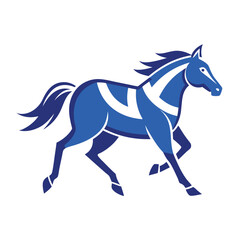 A running horse in blueprint style centered with padding