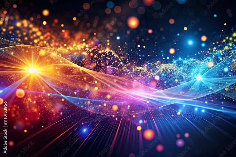 Aufkleber abstract particle technology background with dynamic colors and shapes, perfect for tech and science