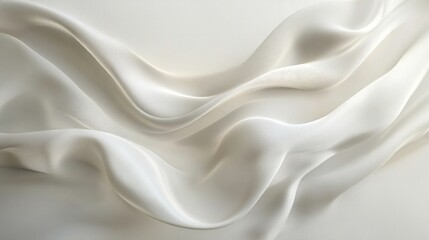Obraz premium Elegant white waves cascading gently across a sleek, abstract white background 