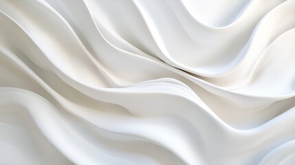 Obraz premium Elegant white waves cascading gently across a sleek, abstract white background 