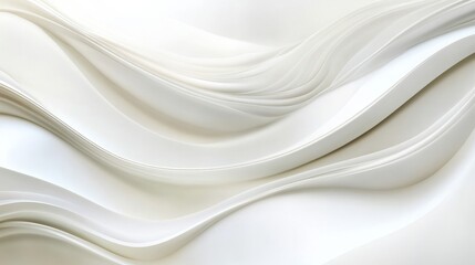 Obraz premium Elegant white waves cascading gently across a sleek, abstract white background 
