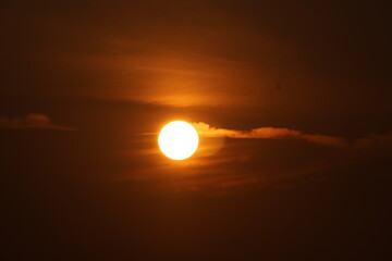 close up of the morning reddish orange sunrise