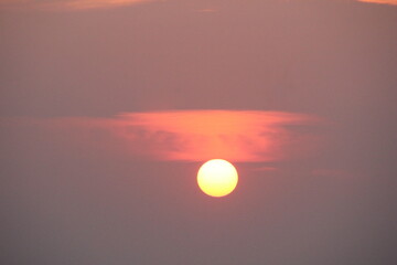 close up of the morning reddish orange sunrise