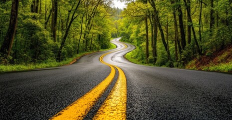 Obraz premium Winding Forest Road
