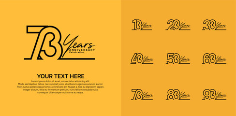 Anniversary logo set vector design, black color for celebration event