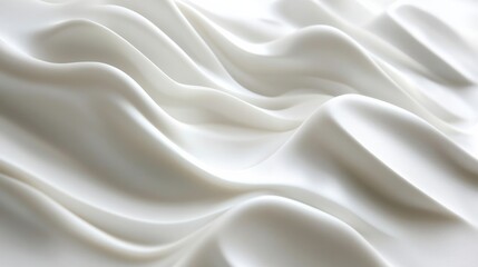 Obraz premium Minimalist white waves, softly flowing across a blank white surface, creating an abstract pattern