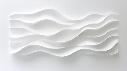 Obraz premium Minimalist white waves, softly flowing across a blank white surface, creating an abstract pattern