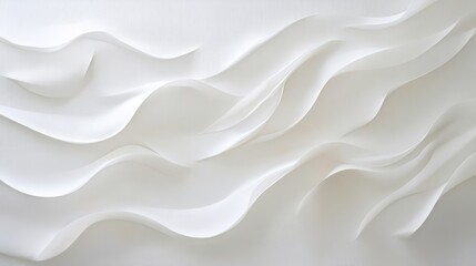 Obraz premium Minimalist white waves, softly flowing across a blank white surface, creating an abstract pattern
