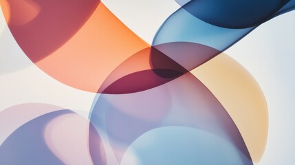 Obraz premium A serene image of multi-colored abstract shapes merging into a single, harmonious pattern on a light background